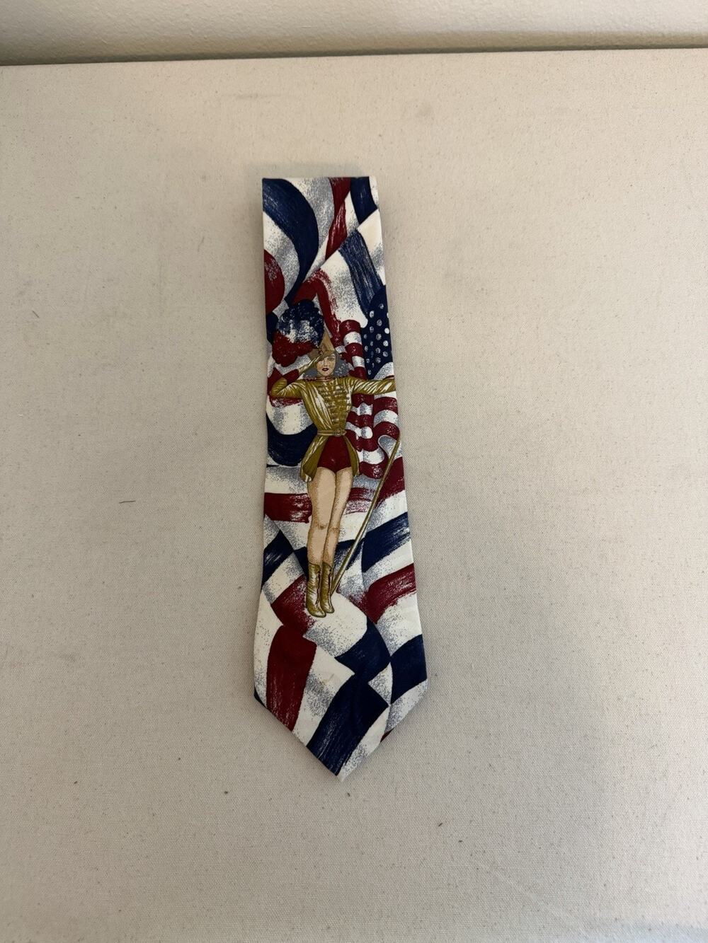 Cellini Collection Silk Patriotic Necktie w/Saluting Woman